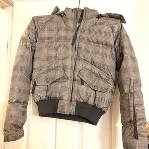 American Rag Gray Plaid Puffer Jacket